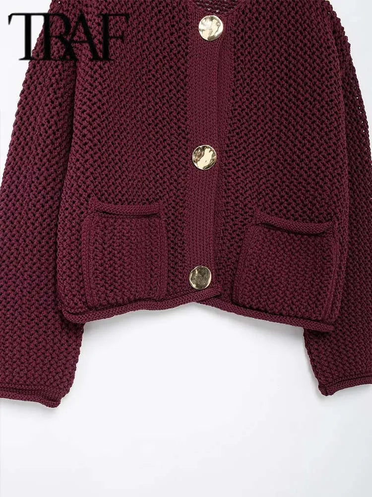 Cardigan Décontractés à gros boutons doré pour Femme