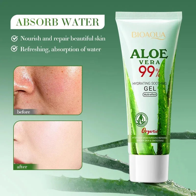 Gel d’Aloe Vera 99% Hydratant Visage & Corps – Soin Nourrissant et Apaisant pour Peaux Sensibles – 1 Acheté = 1 OFFERT