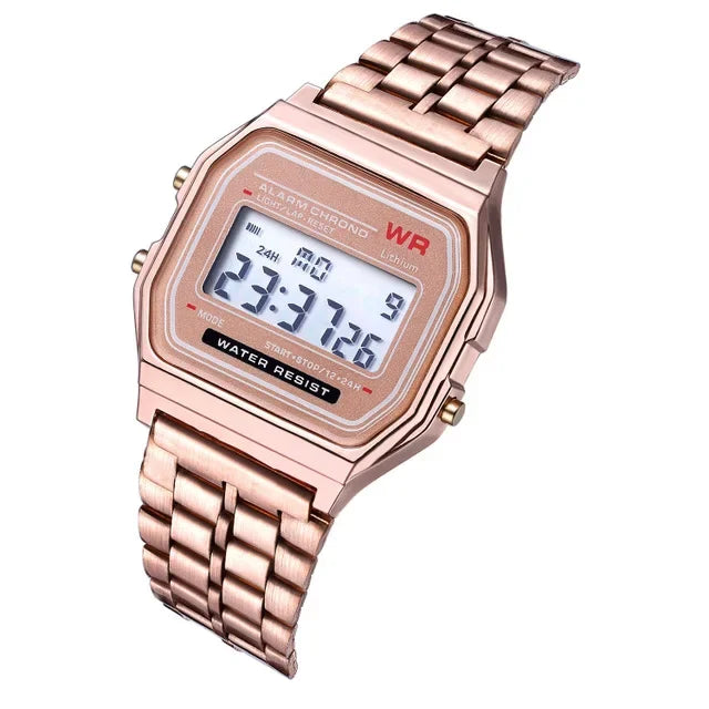 Montre digitale bracelet en acier inoxydable - Modèle Mixte