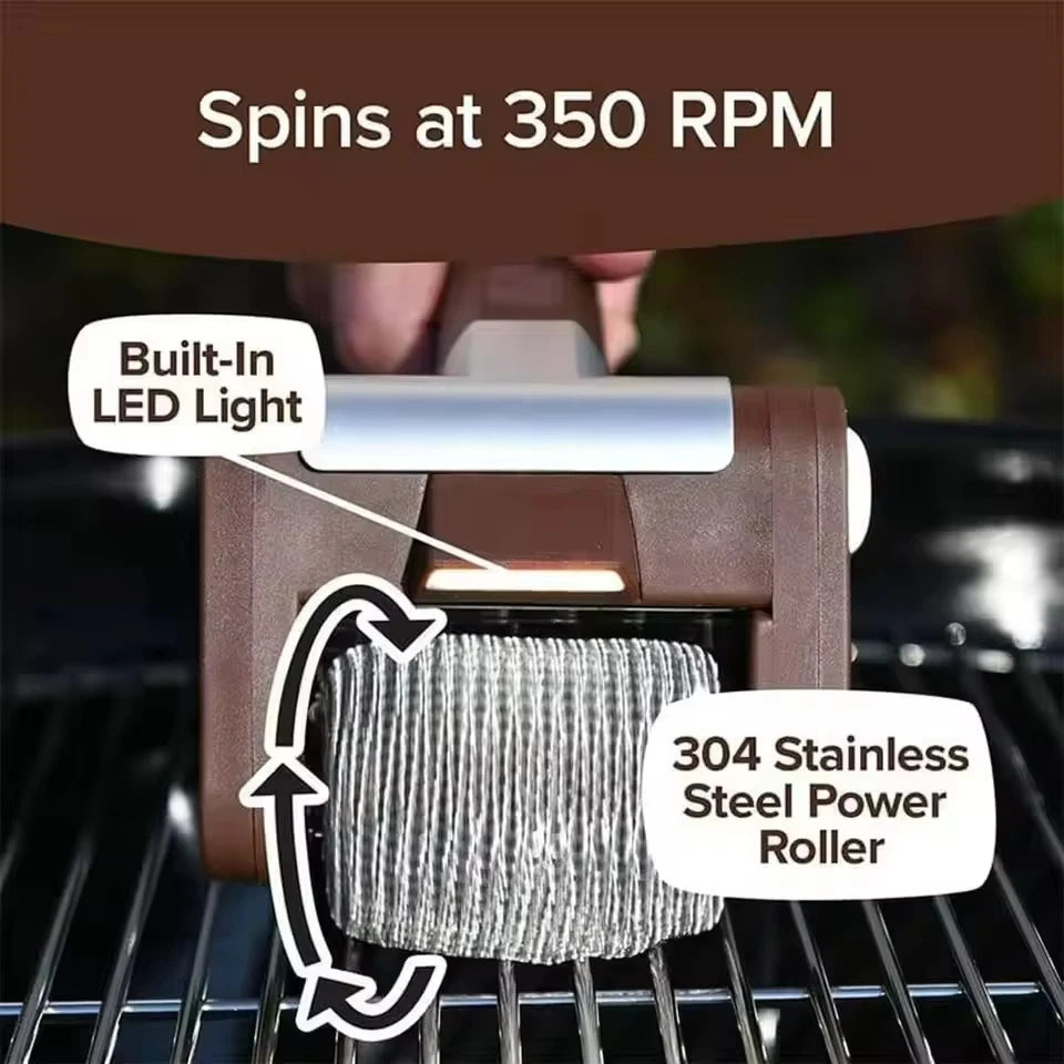 Brosse à Grill Électrique à Rouleau en Acier Inox 350 tr/min