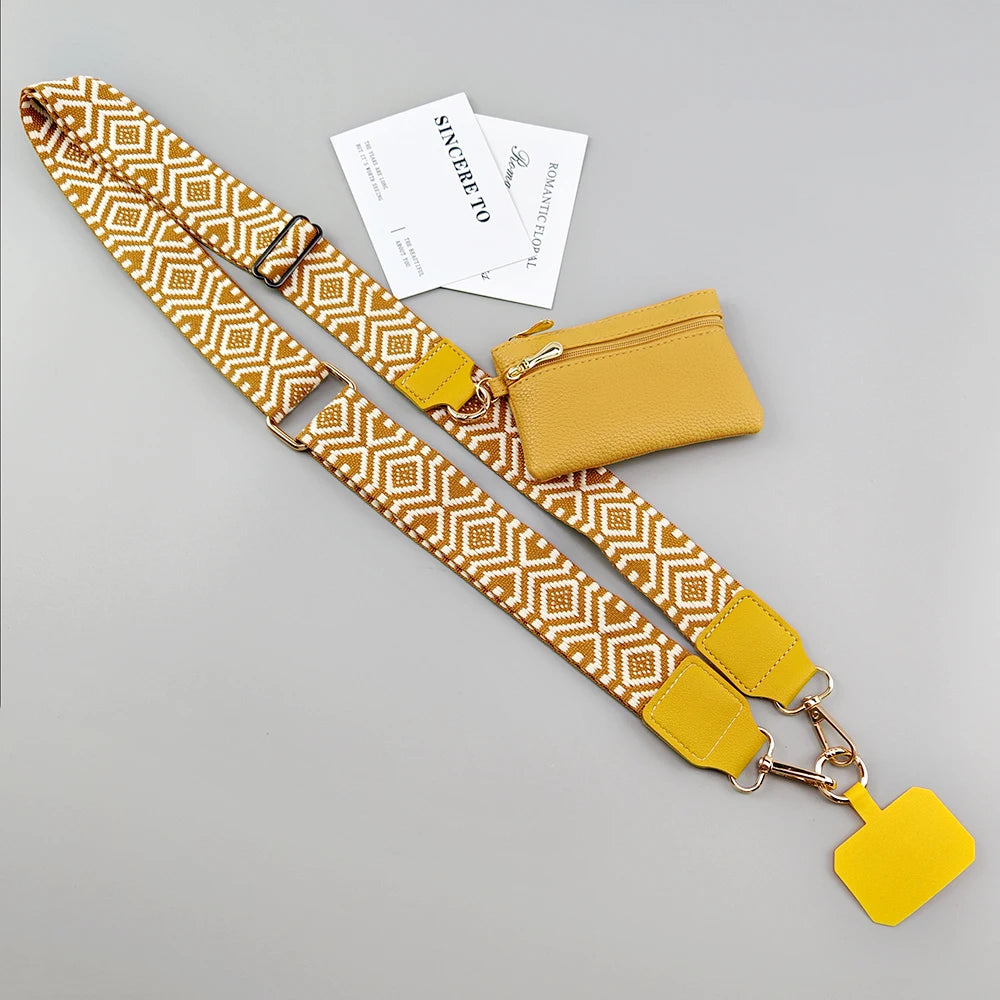 Bandoulière Téléphone Réglable avec Pochette Pratique