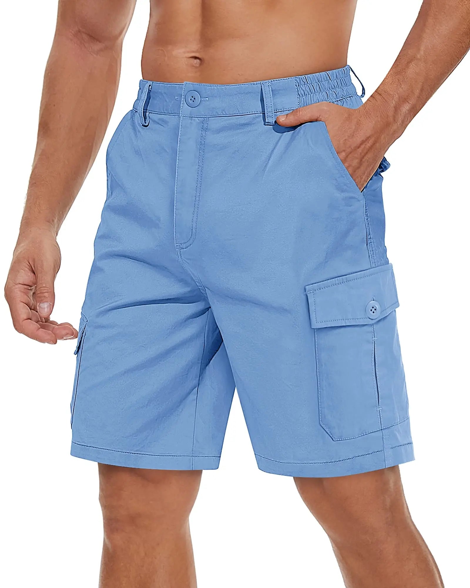 Short cargo para hombre, multibolsillos, cómodo, para verano