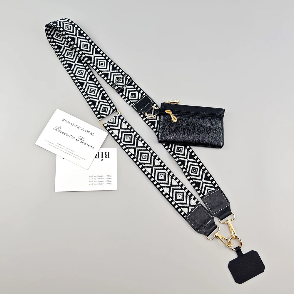 Bandoulière Téléphone Réglable avec Pochette Pratique