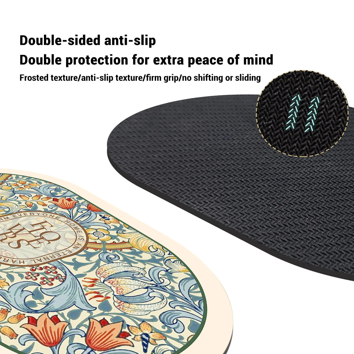 Tapis de Bain Antidérapant à Séchage Ultra-Rapide - Design Floral Élégant
