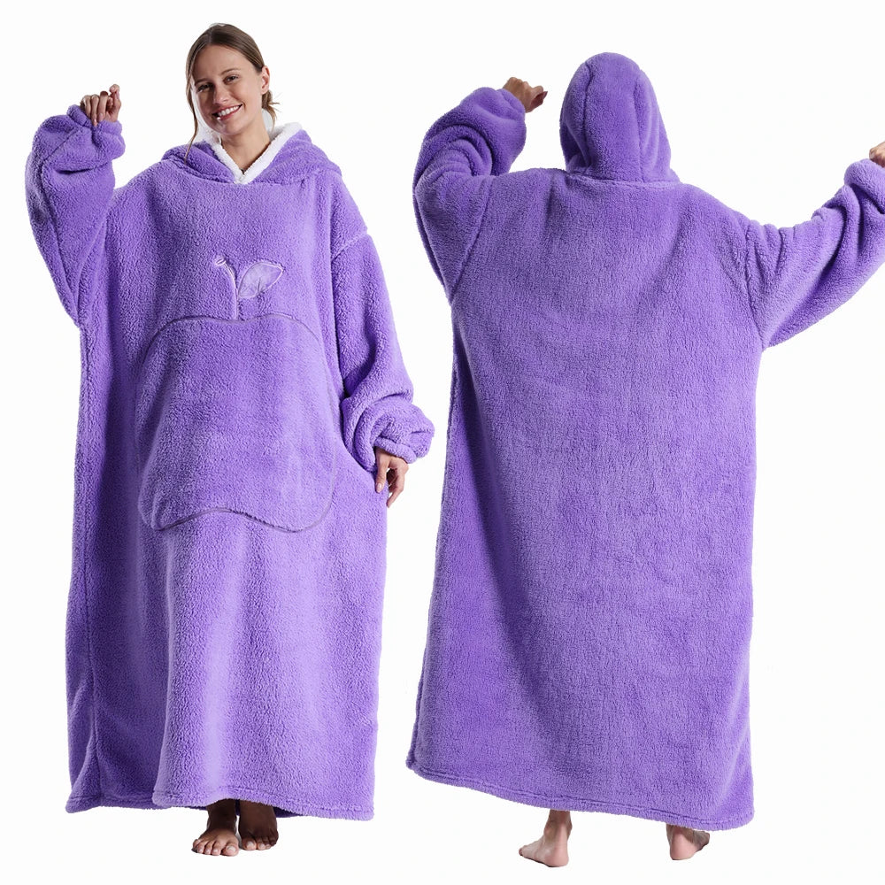 Sudadera de Manta Cálida y Larga con Capucha