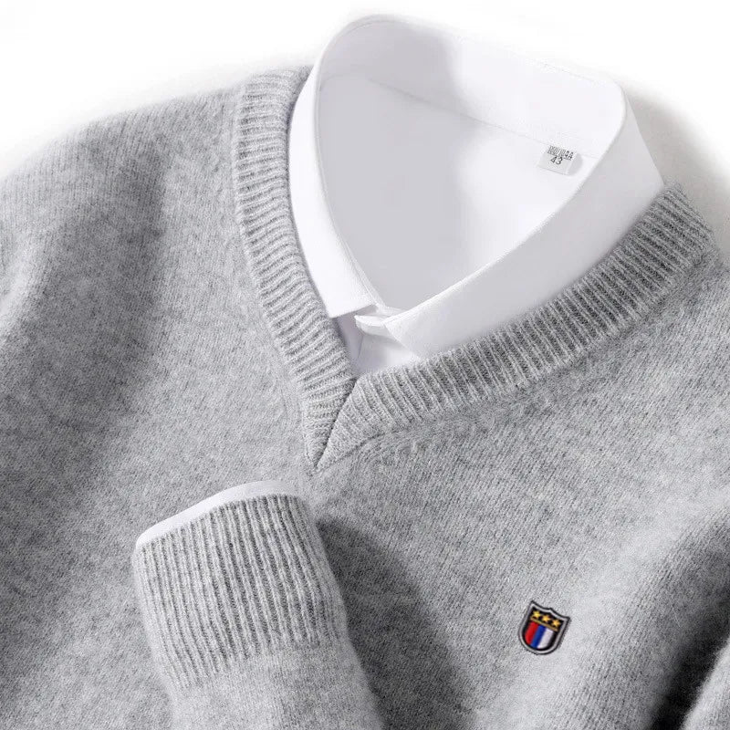 Pull Homme effet Cachemire Col V Doux et Chaud