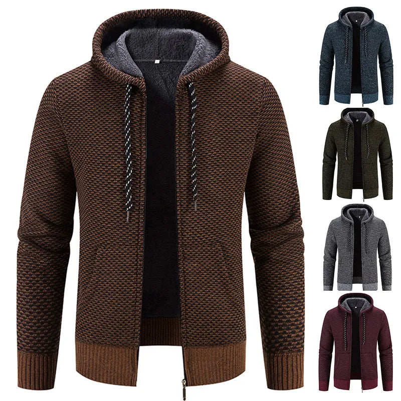 Cardigan à capuche epais avec fermeture Zip