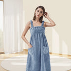 Cozy Bath - Robe Serviette de Bain à Poches & Bretelles