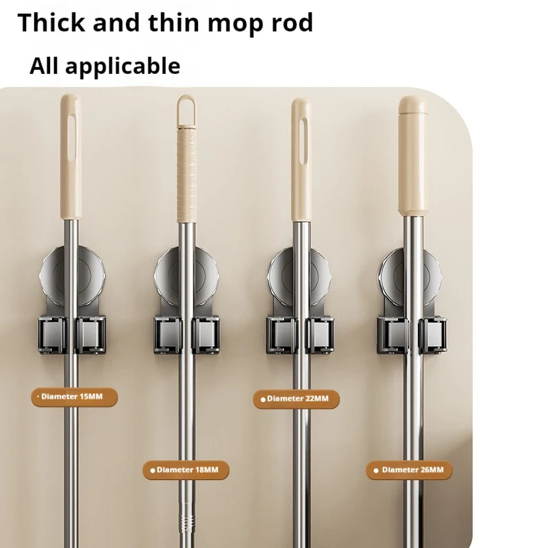 2x Support Balai & Vadrouille Mural – Fixation Ventouse