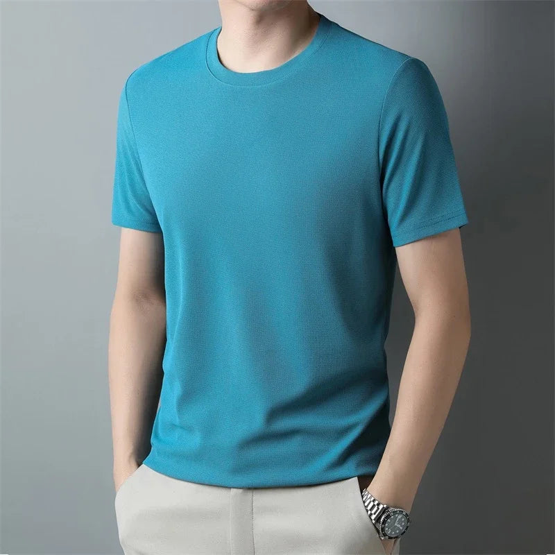 Men's Breathable Waffle Knit Crew Neck T-Shirt