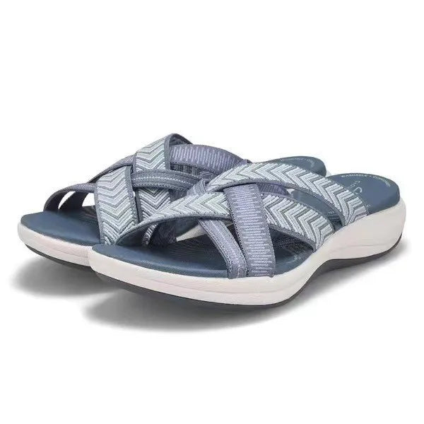Sandales Mules Femme à Brides Croisées – Semelle Confort Nuage pour Plage et Été
