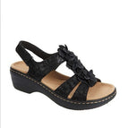 Sandalias de verano con cuña baja de flores
