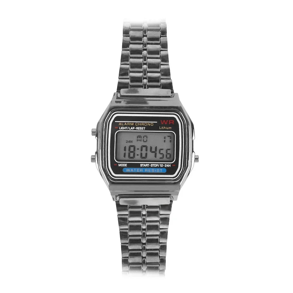 Montre digitale bracelet en acier inoxydable - Modèle Mixte