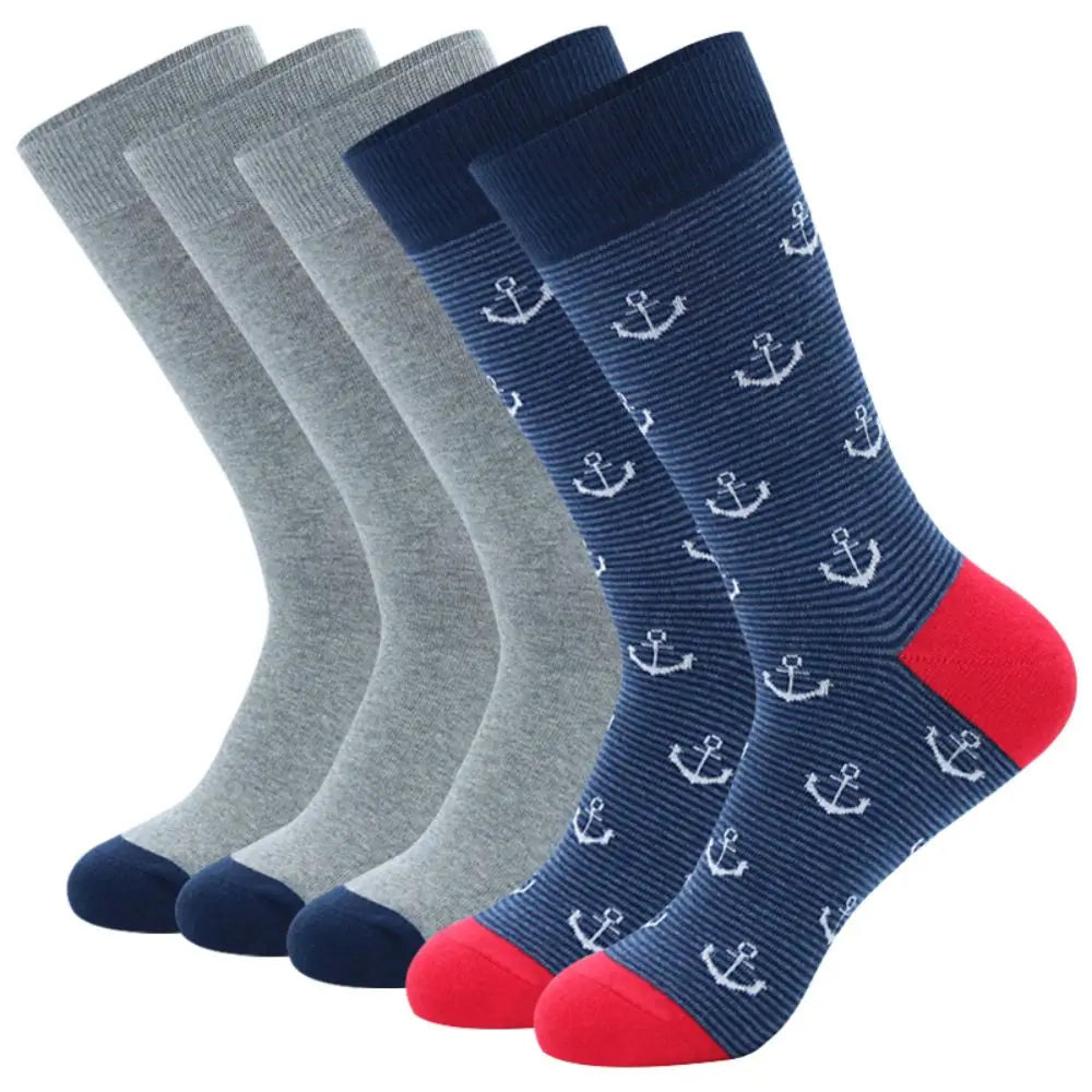 Lot de 5 Paires de Chausettes en Coton à Motifs Fantaisie - Homme