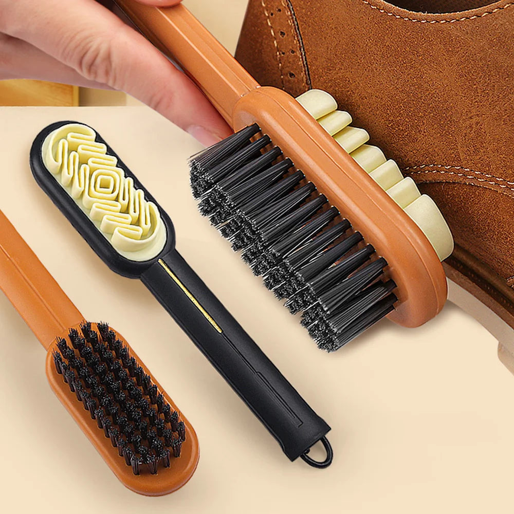 Brosse 2 en 1 pour Nettoyage de Chaussures Cuir & Daim - Crochet OFFERT