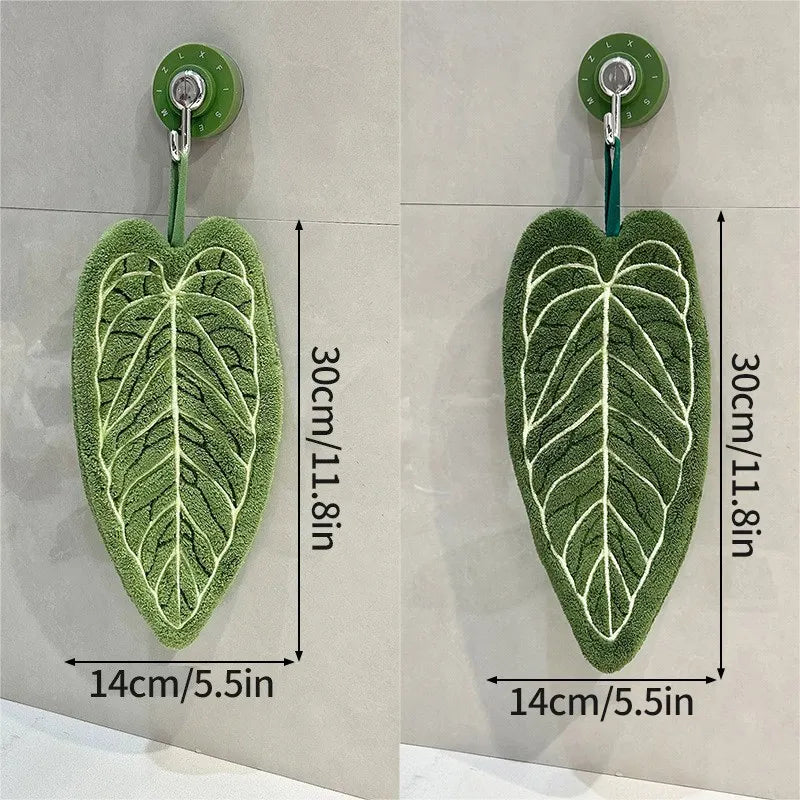 Leafy - Serviette à Main en Microfibre Absorbante en forme de Feuille