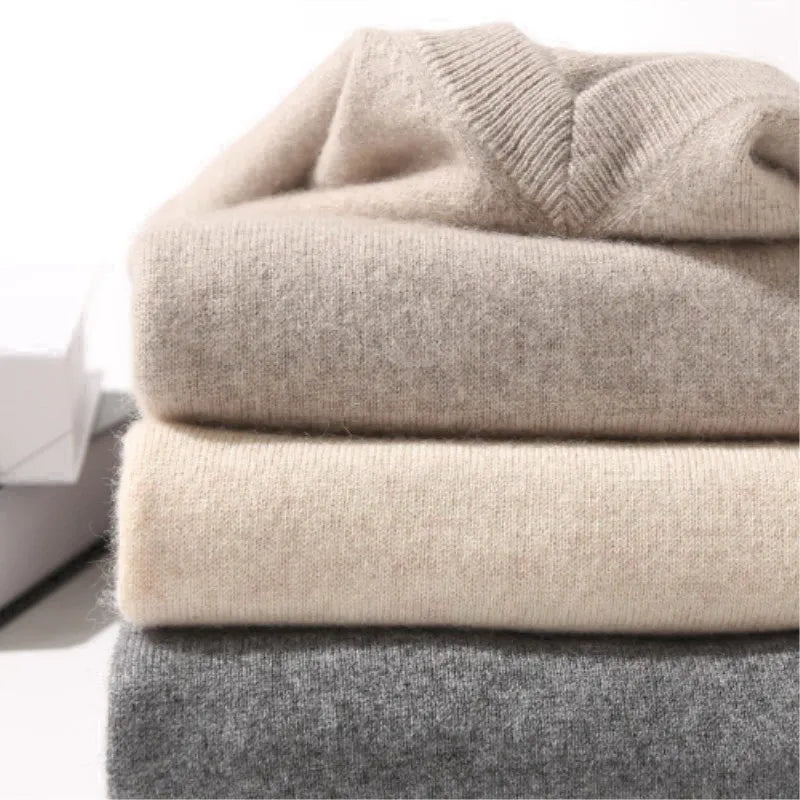 Pull Homme effet Cachemire Col V Doux et Chaud