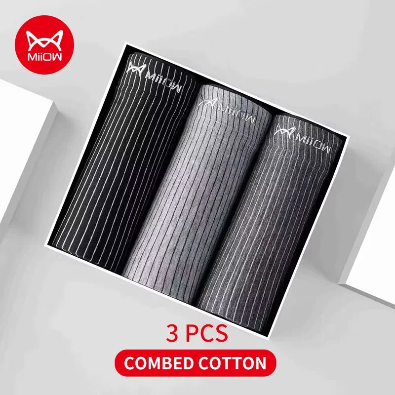 Lot de 3 Boxers Rayés en Coton respirant