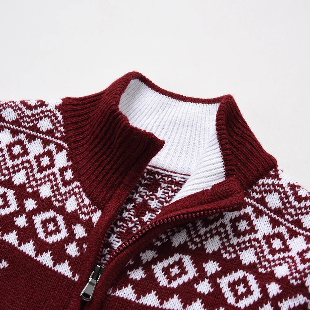 Cardigan de Noël en tricot à Zip pour homme