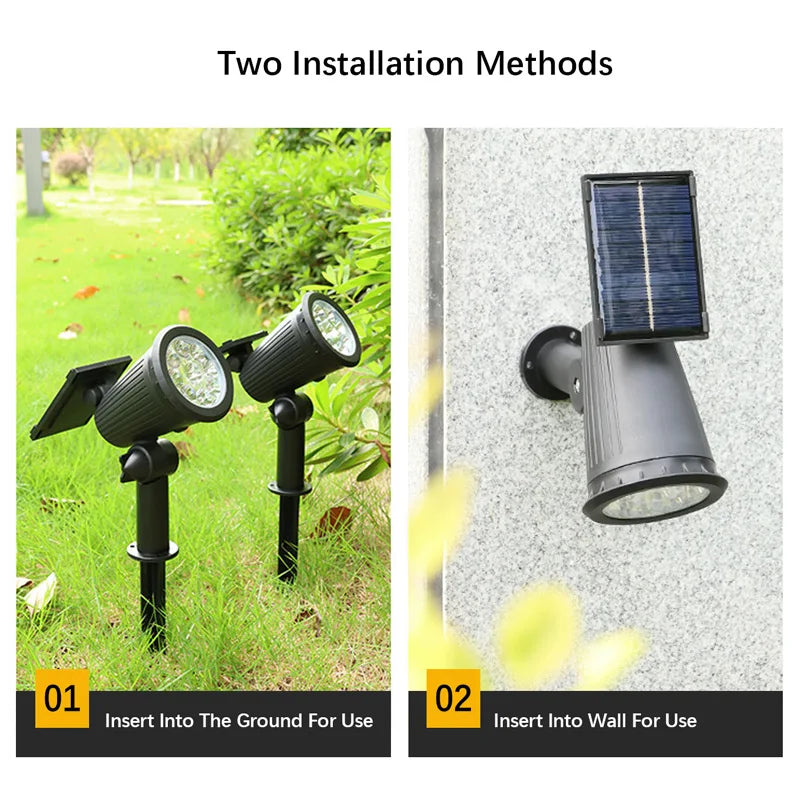 2x Projecteur de jardin LED solaire et étanche