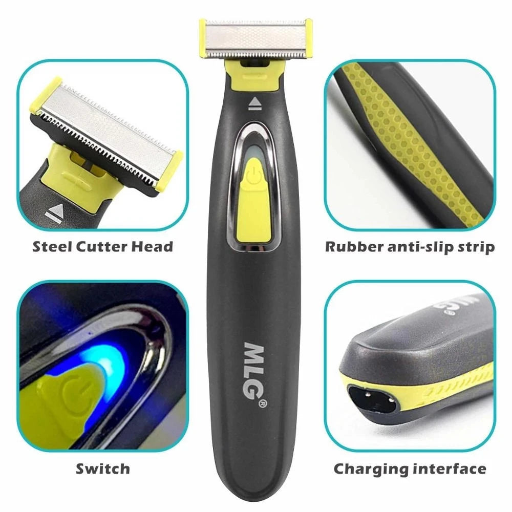 Rasoir électrique professionnel sans fil pour hommes - Corps et Barbe + 2 lames OFFERTE