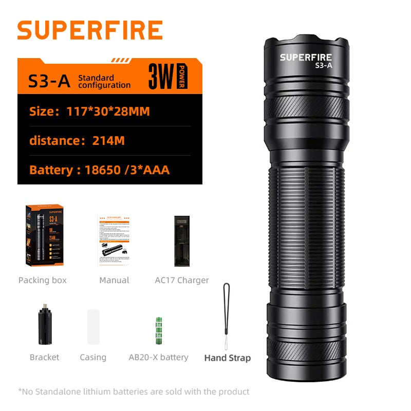 SUPERFIRE - Mini lampe torche puissante et étanche