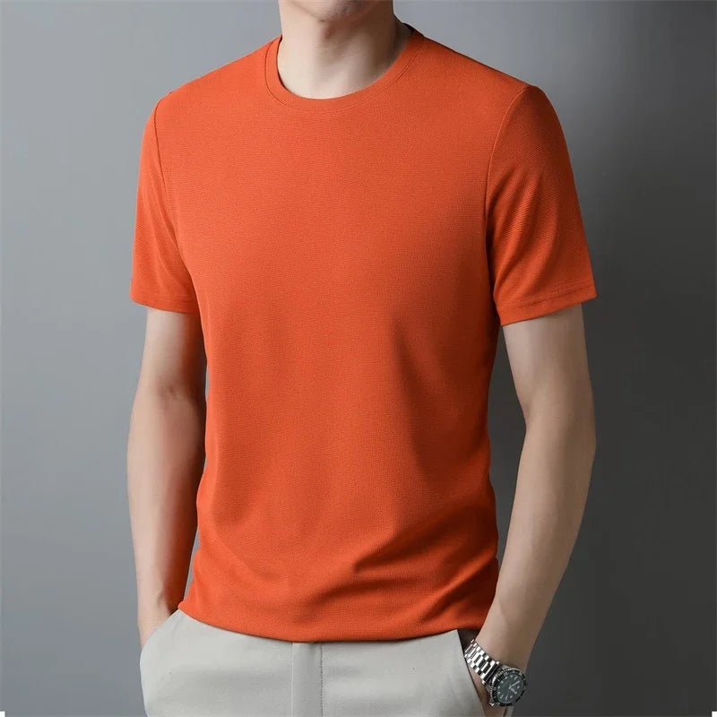 Men's Breathable Waffle Knit Crew Neck T-Shirt