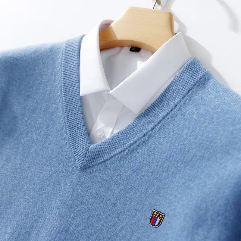 Pull Homme effet Cachemire Col V Doux et Chaud