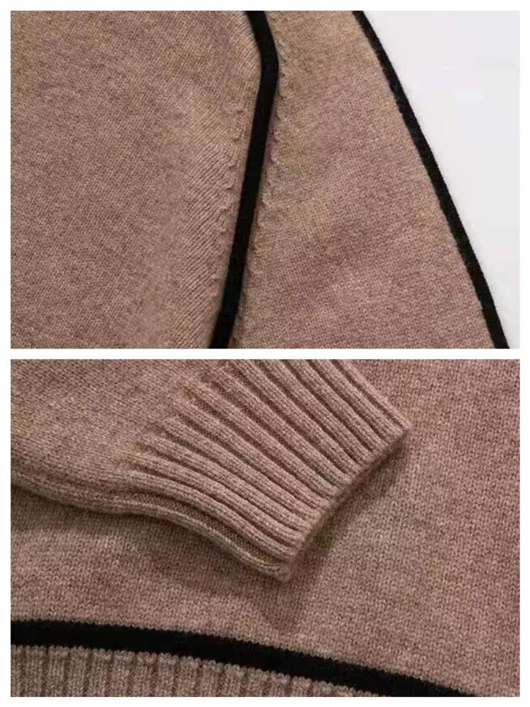 Pulls à col roulé surpiqué noir pour femme