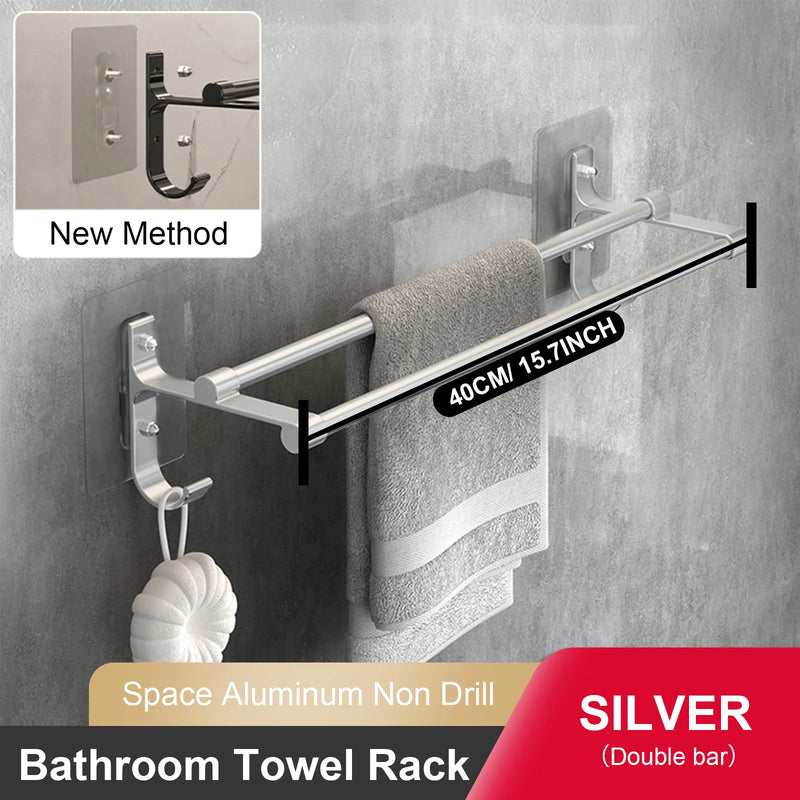 Porte-Serviettes Mural Double Barre Sans Perçage