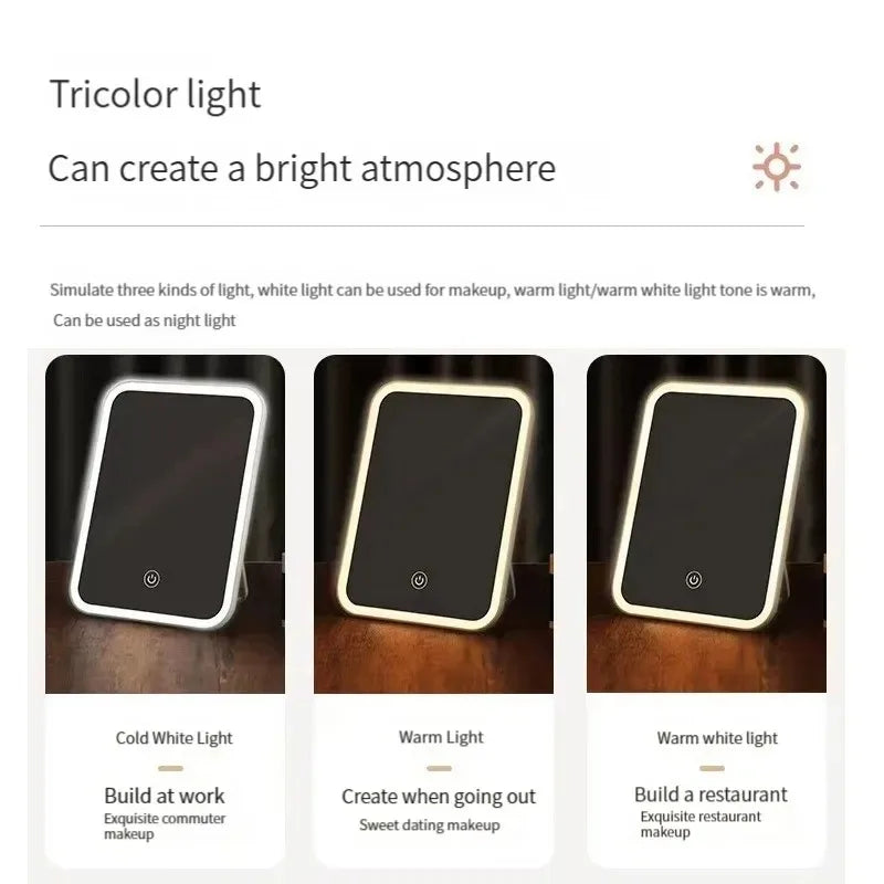 Miroir de Maquillage LED Réglable & Tactile