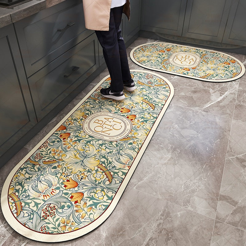 BOTANIC - Tapis de cuisine floral antidérapant
