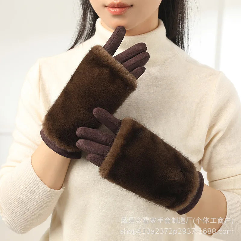 Gants en Daim & Fausse Fourrure Élégants & Chauds