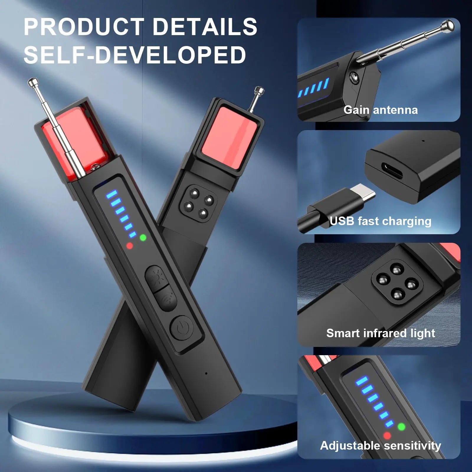 Détecteur de Caméras Cachées 6-en-1 – Scanner RF, Détecteur GPS et Dispositifs d'Écoute pour la Protection de la Vie Privée