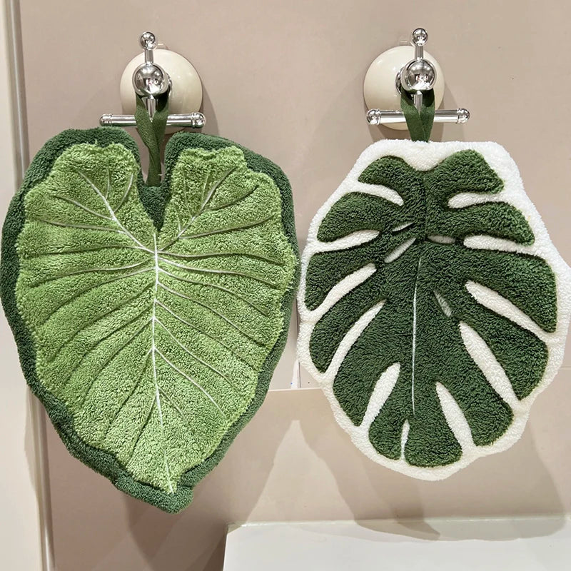 Leafy - Serviette à Main en Microfibre Absorbante en forme de Feuille