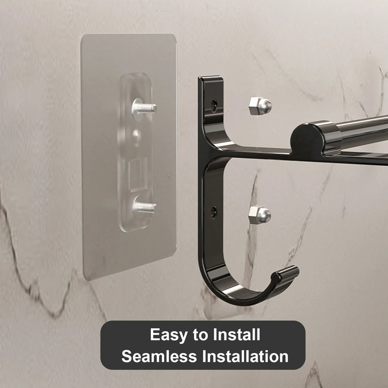Porte-Serviettes Mural Double Barre Sans Perçage