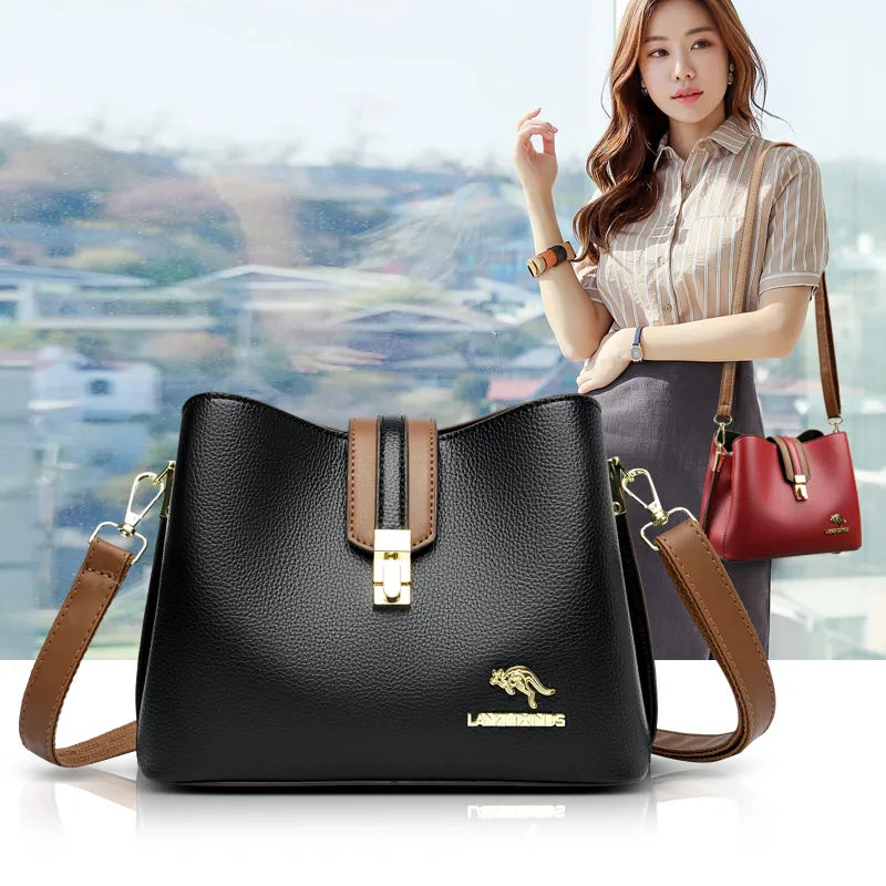 Marianne - Sac bandoulière bicolore en cuir véritable