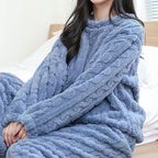 Ensemble Cocooning 2PCS en flanelle - Effet torsadé