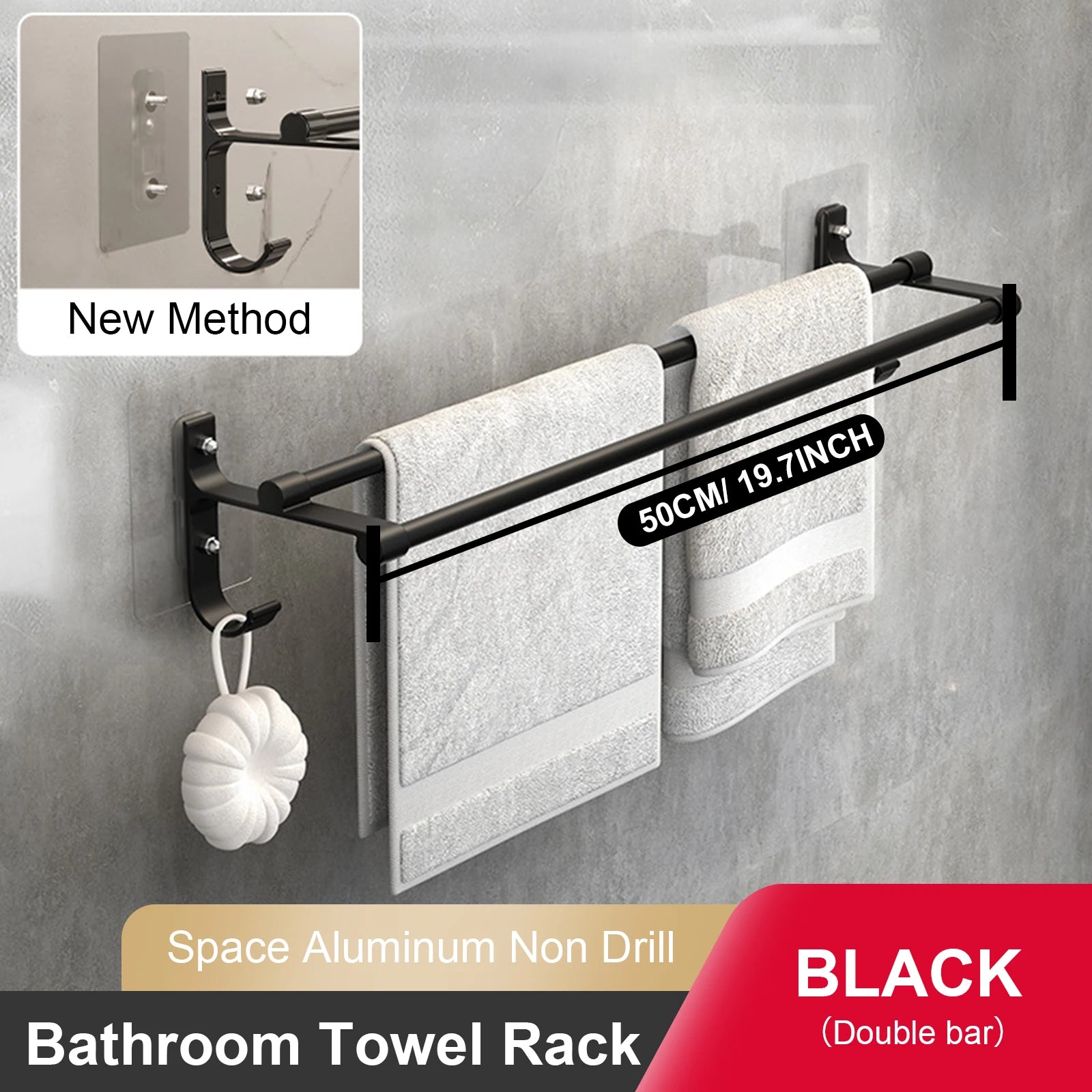 Toallero de pared doble barra sin taladro