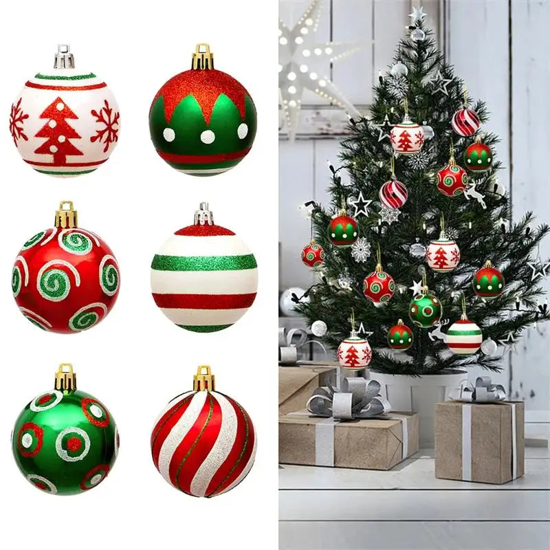 Lot de 30 Boules à Sapin de Noël aux couleurs traditionnelles - 60mm