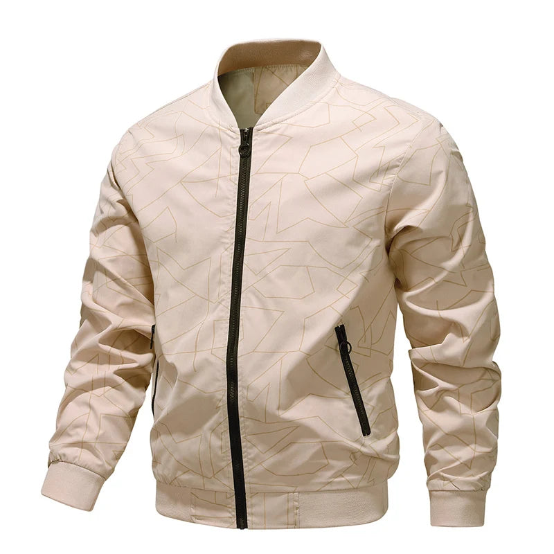 Veste Bomber Légère Mi-Saison à Motifs Géométriques - Homme