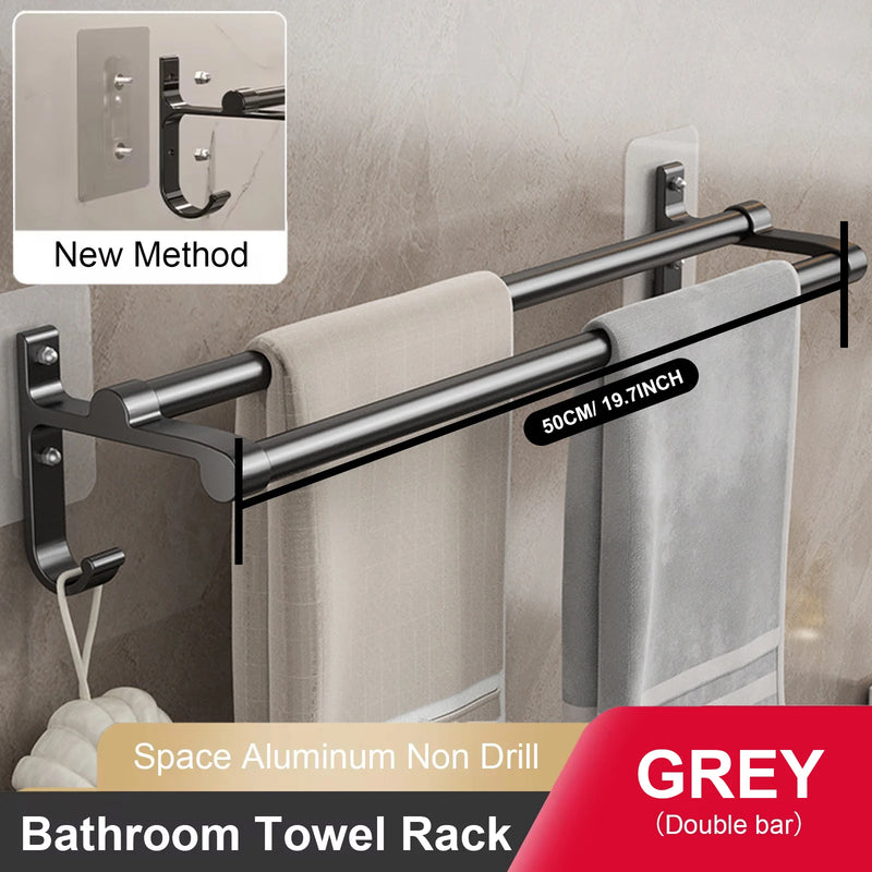 Porte-Serviettes Mural Double Barre Sans Perçage