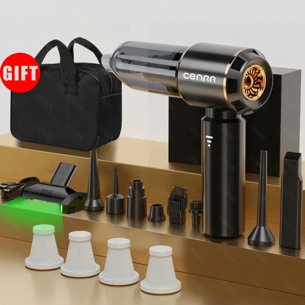 Aspirateur à Main Sans Fil avec Lumière Anti-Poussière - 4 Filtres + Pochette OFFERTS