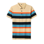Polo en piqué de coton avec broderie joueur rayé
