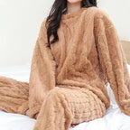 Ensemble Cocooning 2PCS en flanelle - Effet torsadé