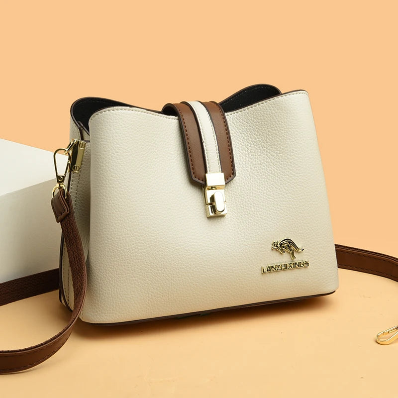 Marianne - Sac bandoulière bicolore en cuir véritable