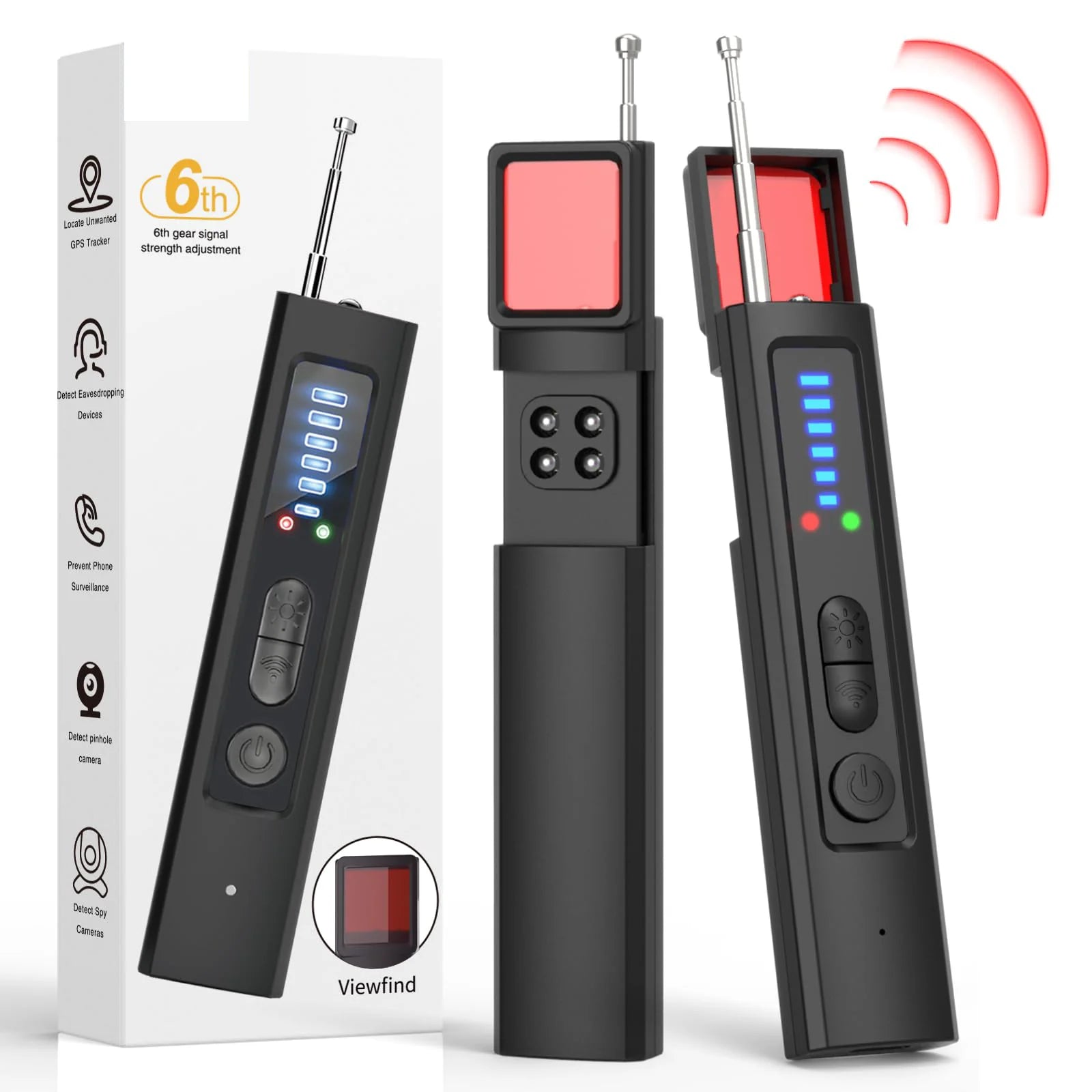 Détecteur de Caméras Cachées 6-en-1 – Scanner RF, Détecteur GPS et Dispositifs d'Écoute pour la Protection de la Vie Privée