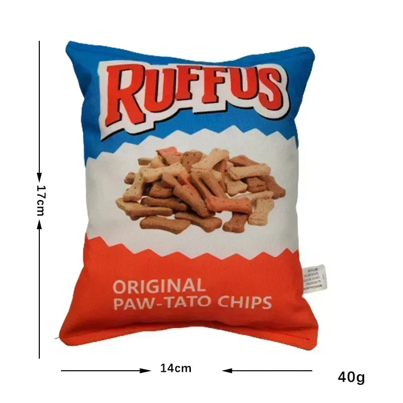 Jouet pour Chien Sac de Chips en Peluche – Couineur & Interactif – À Mâcher pour Chiots et Chiens