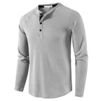 Top Henley à manches longues et col à boutons