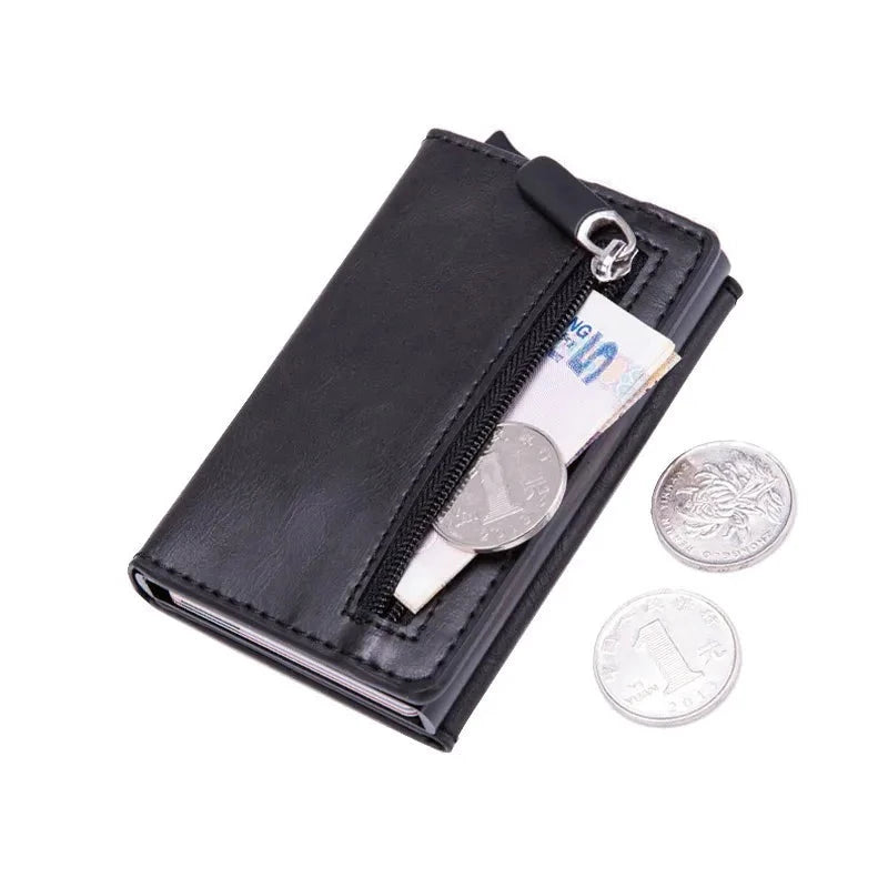 Mini porte-monnaie Cuir PU Anti-RFDI - Pop-UP automatique pour cartes